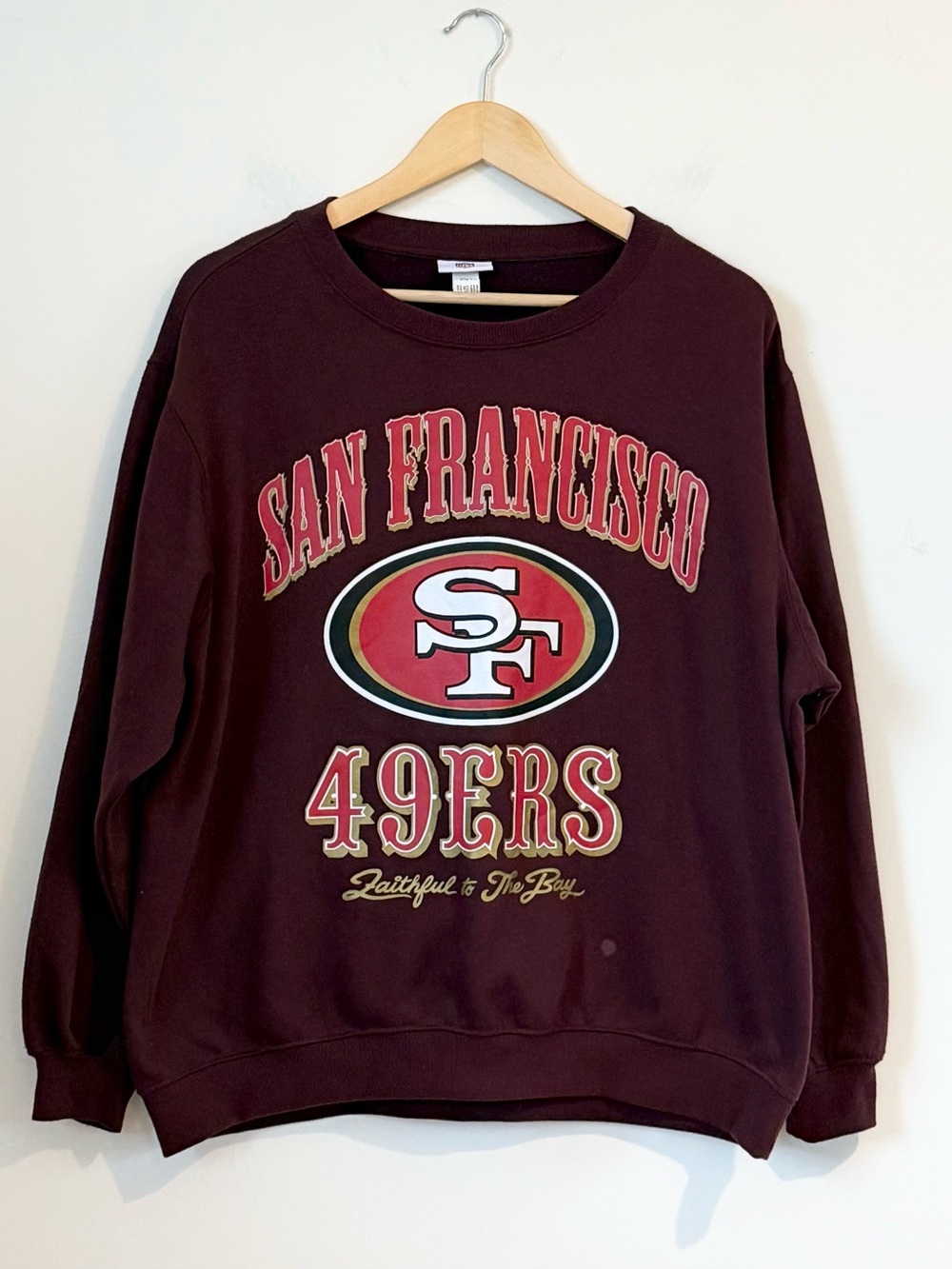 San Francisco 49ers Retro Graphic Crewneck Sweatshirt Maroon Burgundy Size M